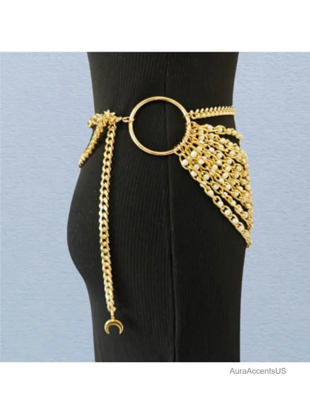 Sexy Multilayer Metal Pearl Waist Chain Belt Fashion Waist Accessory
